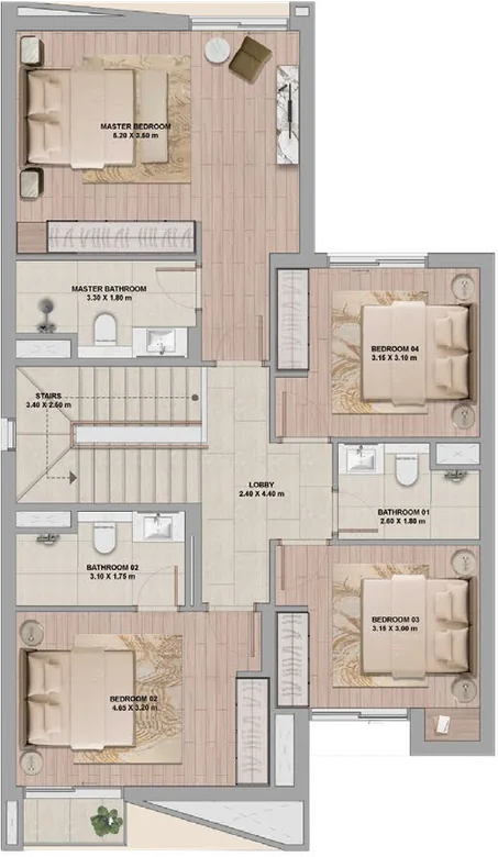 4-bedroom villa, first floor plan