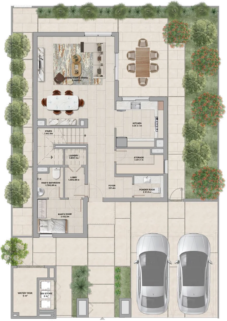 4-bedroom villa, ground floor plan